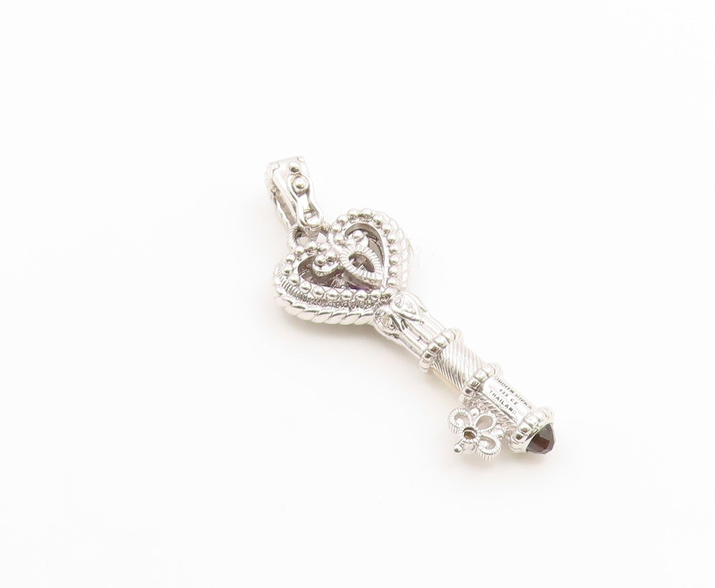 925 Sterling Silver Vintage Pendant JUDITH RIPKA Multi Gemstone Key  PT26661