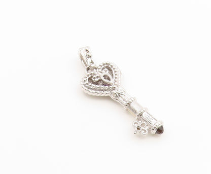925 Sterling Silver Vintage Pendant JUDITH RIPKA Multi Gemstone Key  PT26661