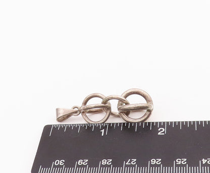 925 Sterling Silver Vintage Pendant Solid Interlocked Cutout Rings PT23429