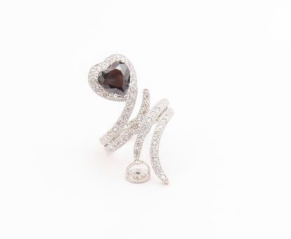 925 Sterling Silver Vintage Ring Sapphire & Topaz Love Heart Bypass Sz 7 RG35663
