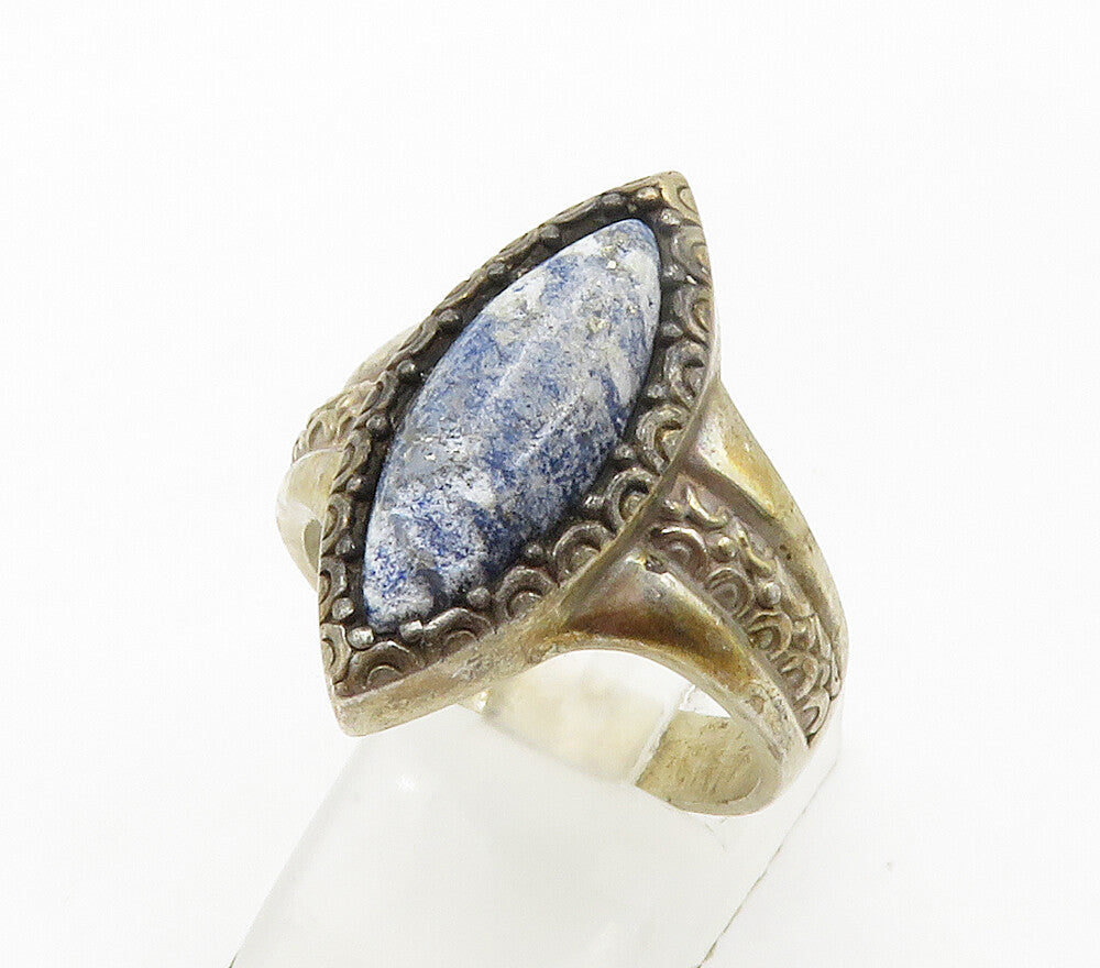 CAROLYN POLLACK 925 Silver  Vintage Sodalite Cocktail Ring Sz 9  RG15458