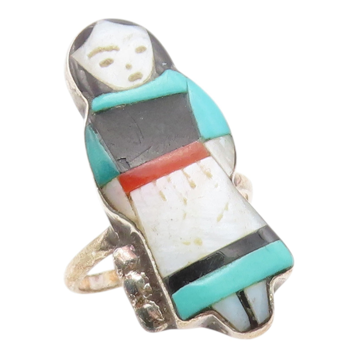 925 Sterling Silver Vintage Ring ZUNI THERESA WASETA Gemstone  Sz 6.5  RG36038