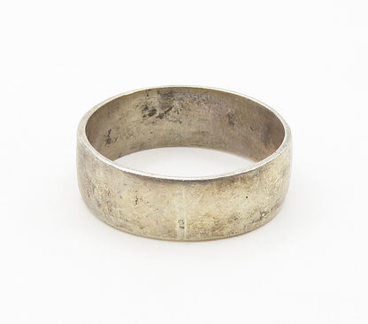 925 Sterling Silver  Vintage Dark Tone X Pattern Smooth Band Ring Sz 7 RG16884