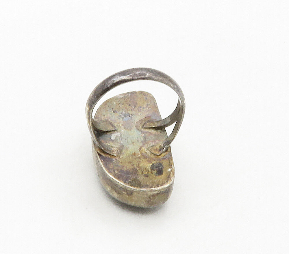 925 Sterling Silver  Vintage Cabochon Jasper Split Cocktail Ring Sz 7  RG16473