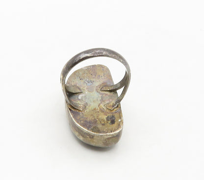 925 Sterling Silver  Vintage Cabochon Jasper Split Cocktail Ring Sz 7  RG16473