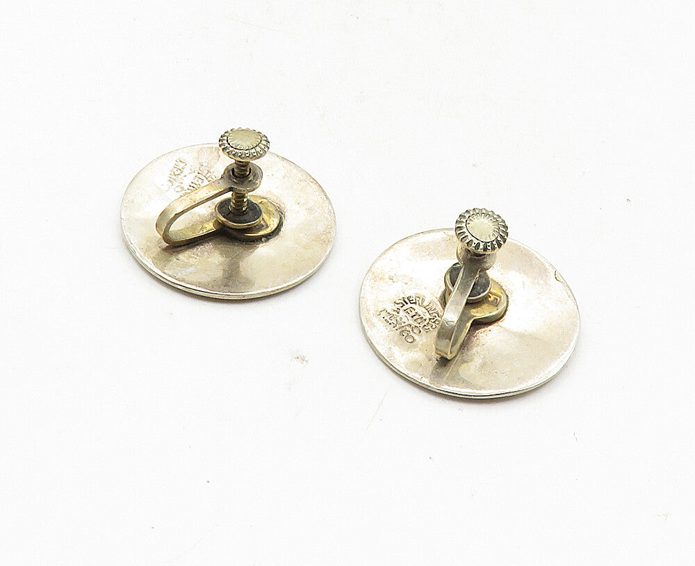 ETM MEXICO 925 Silver  Vintage Oxidized Floral Non Pierce Earrings  EG4991
