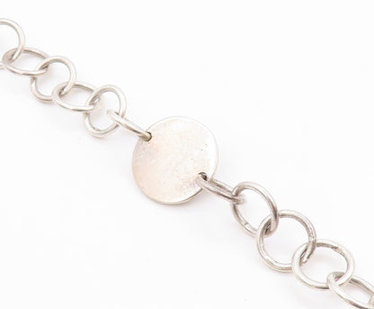 925 Sterling Silver Vintage Necklace Geometric Chain With Toggle Clasp   NE4682