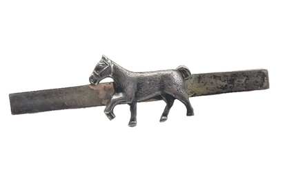 925 Sterling Silver  Vintage Dark Tone Horse Motif Bar Brooch Pin  BP4345