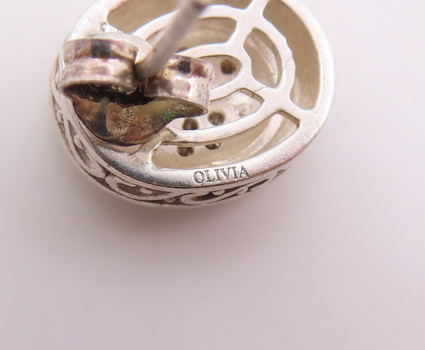 925 Sterling Silver Vintage Earrings OLIVIA Real Diamonds Elegant Stud  EG14148
