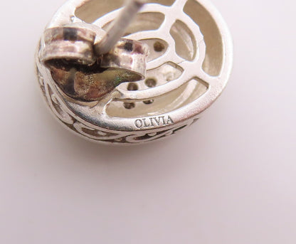 925 Sterling Silver Vintage Earrings OLIVIA Real Diamonds Elegant Stud  EG14148