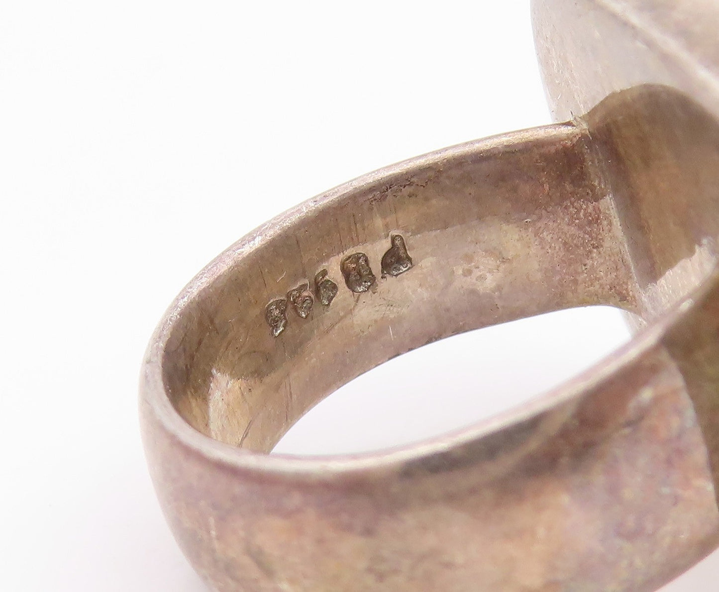 925 Sterling Silver Vintage Ring Mother Of Pearl Geometric Band  Sz 6  RG35337