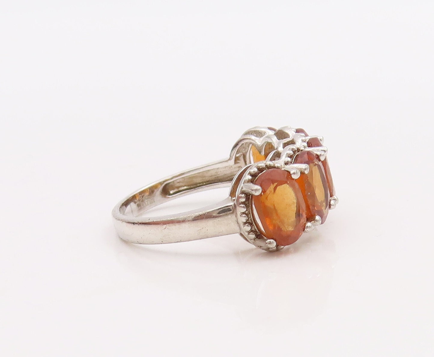 925 Sterling Silver Vintage Ring Minimalist Oval Cut Citrine Band  Sz 6  RG28864