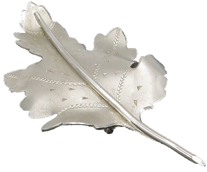 CARL ART 925 Silver  Vintage Matte Leaf Shiny Etched Detail Brooch Pin  BP5696
