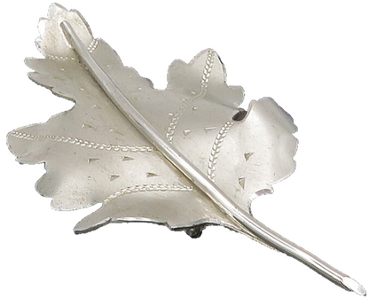 CARL ART 925 Silver  Vintage Matte Leaf Shiny Etched Detail Brooch Pin  BP5696