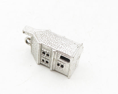 M&M 925 Sterling Silver  Vintage Petite House With Waving Flag Pendant  PT7656