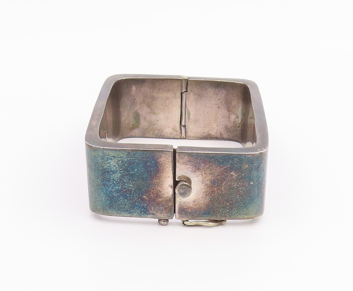 925 Sterling Silver Vintage Bracelet CARO Solid Geometric Square Bangle  BT11941