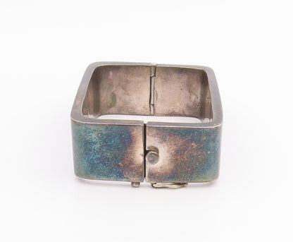 925 Sterling Silver Vintage Bracelet CARO Solid Geometric Square Bangle  BT11941