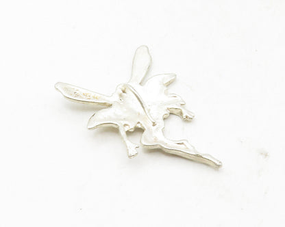 925 Sterling Silver  Vintage Diamond Cut Flying Fairy Lady Pendant  PT7241