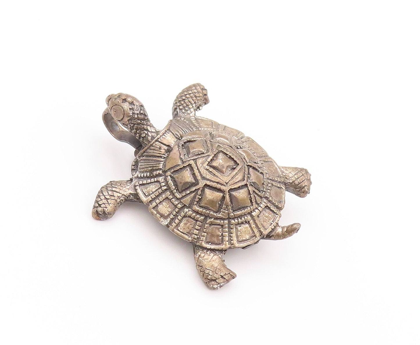925 Sterling Silver Vintage Brooch Dark Tone Carved Walking Turtle  BP11520