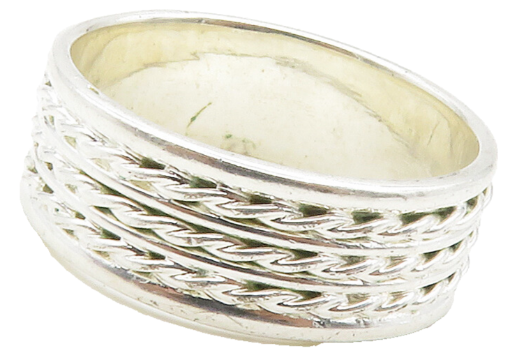 925 Sterling Silver  Shiny Polished Rope Twist Band Ring Sz 9.5  RG15084
