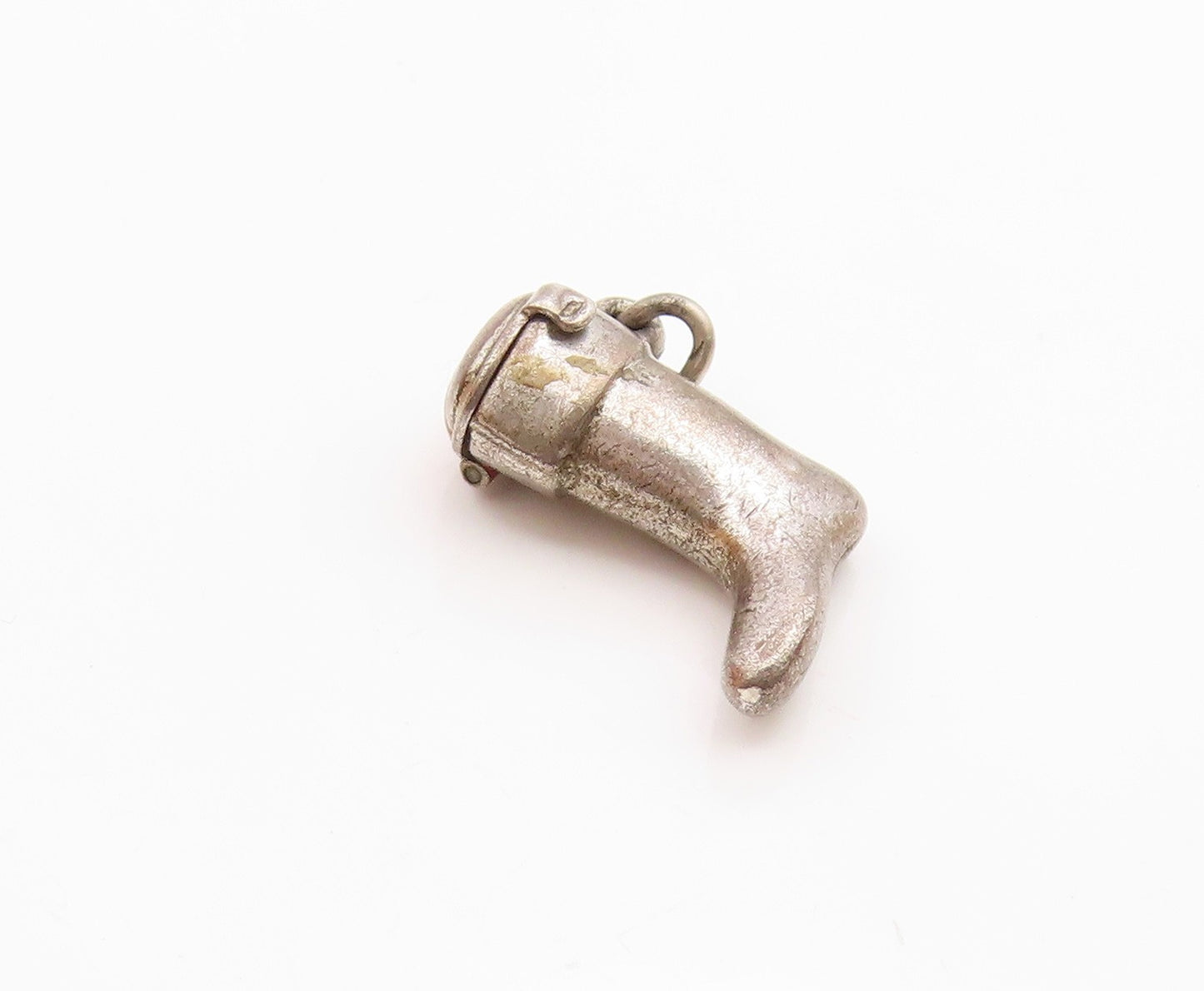 925 Sterling Silver  Vintage Petite Stocking Sock Pendant (OPENS)  PT16459