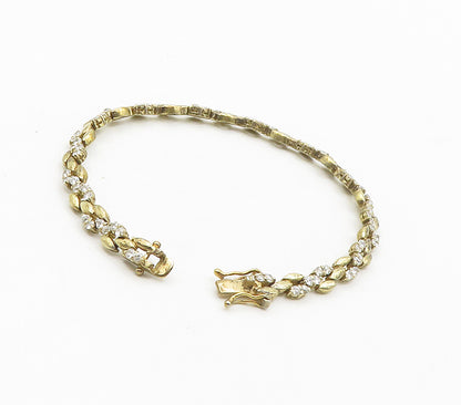 925 Sterling Silver  Petite White Topaz Gold Plated Chain Bracelet  BT6211