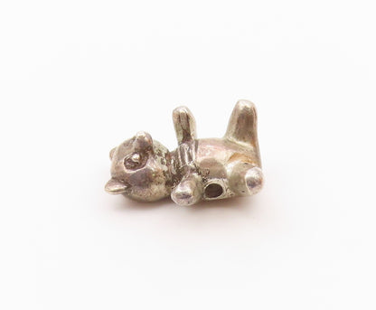 925 Sterling Silver  Vintage Dark Tone Teddy Bear Motif Pendant  PT17361