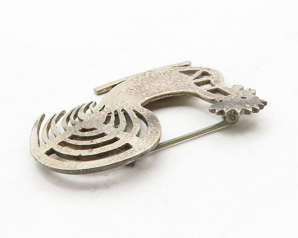 AARFAC 925 Sterling Silver  Vintage Dark Tone Rooster Motif Brooch Pin  BP5019