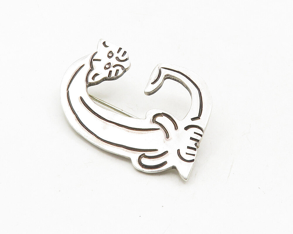 MEXICO 925 Sterling Silver  Vintage Sitting Cat G Initial Brooch Pin  BP3747