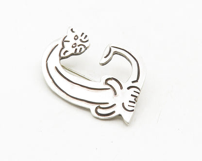 MEXICO 925 Sterling Silver  Vintage Sitting Cat G Initial Brooch Pin  BP3747
