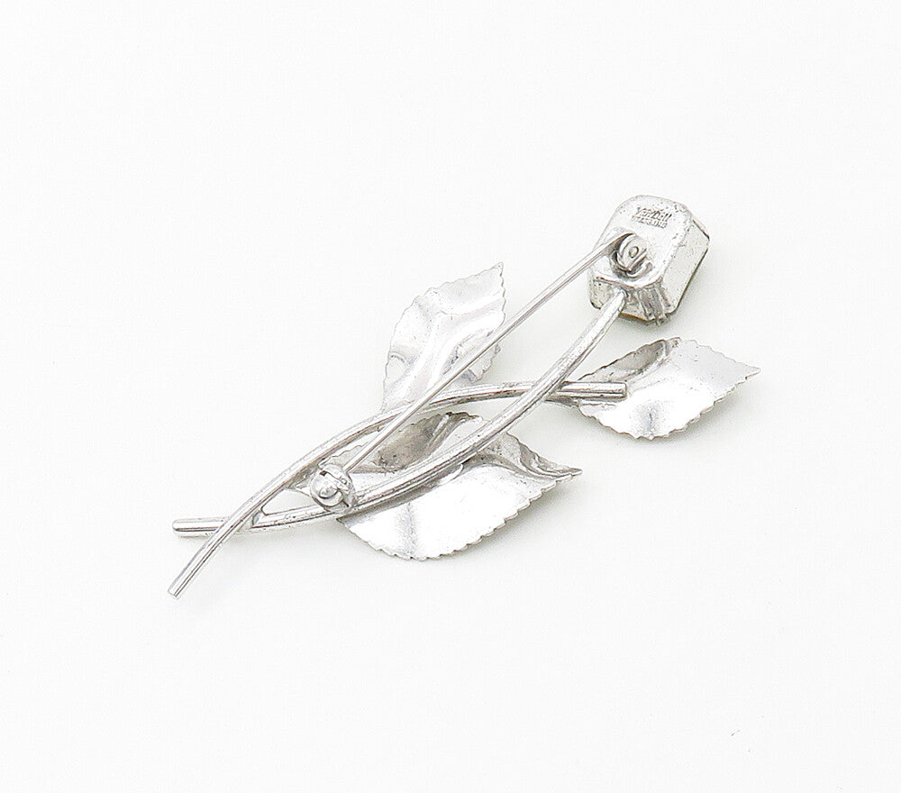 VAN DELL 925 Sterling Silver  Shiny Topaz Single Flower Brooch Pin  BP6608