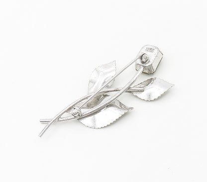VAN DELL 925 Sterling Silver  Shiny Topaz Single Flower Brooch Pin  BP6608