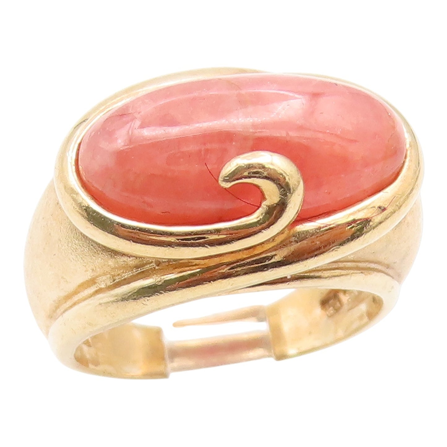 925 Sterling Silver Vintage Ring Gold Plated Rhodochrosite Band  Sz 6  RG35211