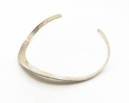 MEXICO 925 Silver  Vintage Shiny Hammered Detail Collar Necklace  NE1971
