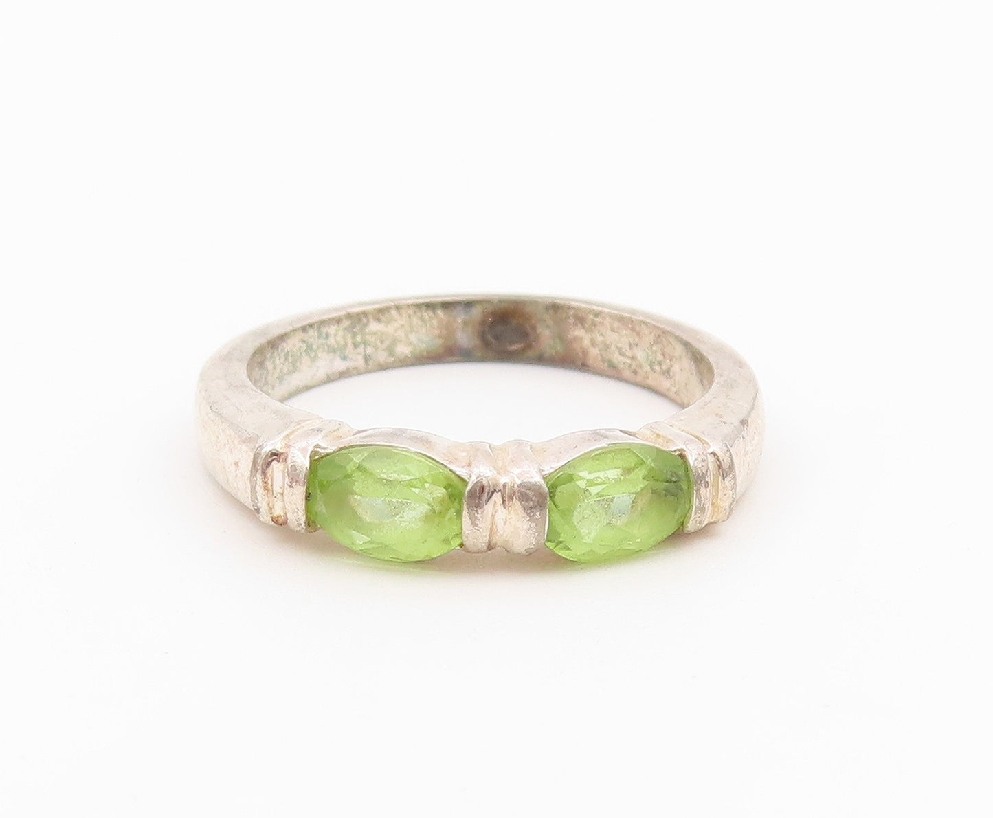 925 Sterling Silver Vintage Ring Classic Oval Cut Peridot Band  Sz 7.5  RG36609