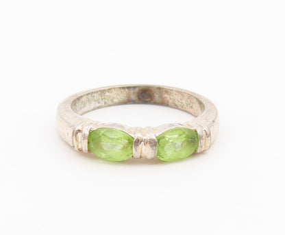 925 Sterling Silver Vintage Ring Classic Oval Cut Peridot Band  Sz 7.5  RG36609
