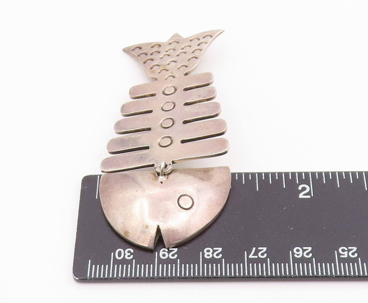 MEXICO 925 Sterling Silver Vintage Shiny Fish Bones Brooch Pin  BP8629