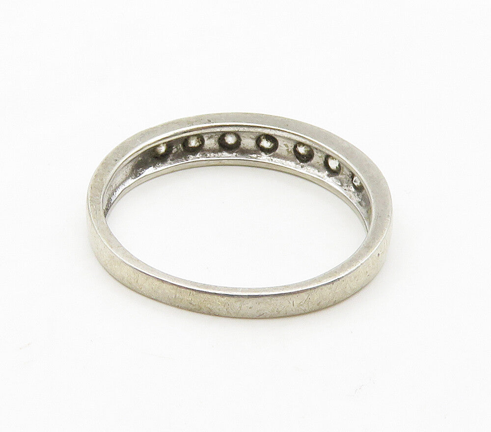 925 Sterling Silver  Vintage Topaz 7 Stone Smooth Band Ring Sz 7  RG16363