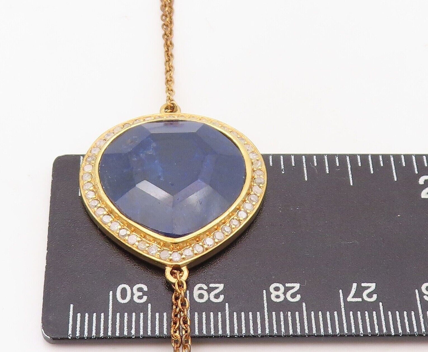 925 Sterling Silver Vintage Bracelet Gold Plated Gemstone & Diamonds BT10724
