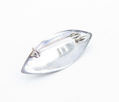 SAJEN 925 Silver  Vintage Cabochon Cut Black Onyx Shiny Brooch Pin  BP2764