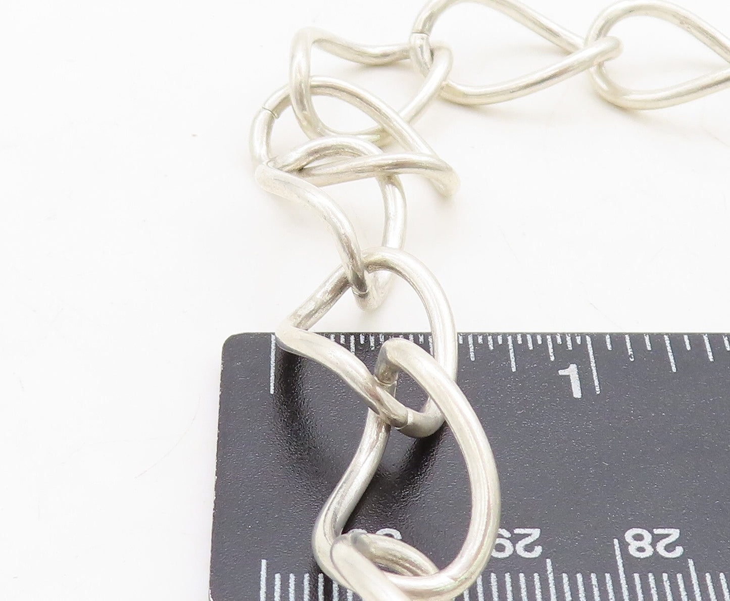 925 Sterling Silver  Shiny Minimalist Curved Oval Link Chain Necklace  NE1478