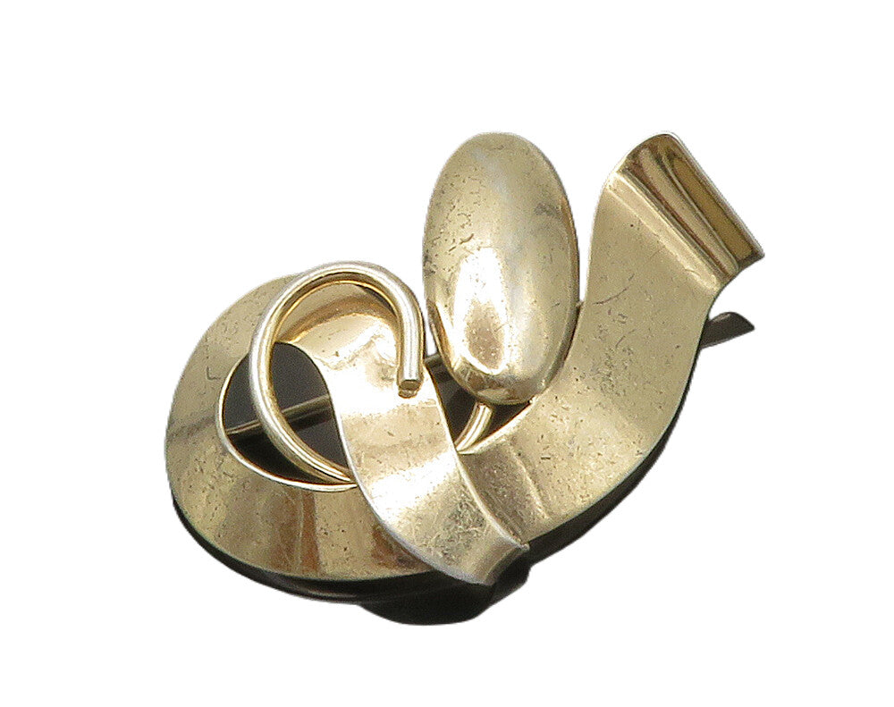 NAPIER 925 Sterling Silver  Vintage Shiny Ribbon Swirl Brooch Pin  BP5872