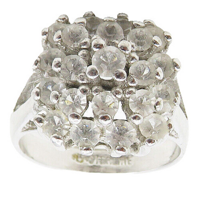 UNCAS 925 Sterling Silver  Prong Set Topaz Cluster Cocktail Ring Sz 8  RG17406