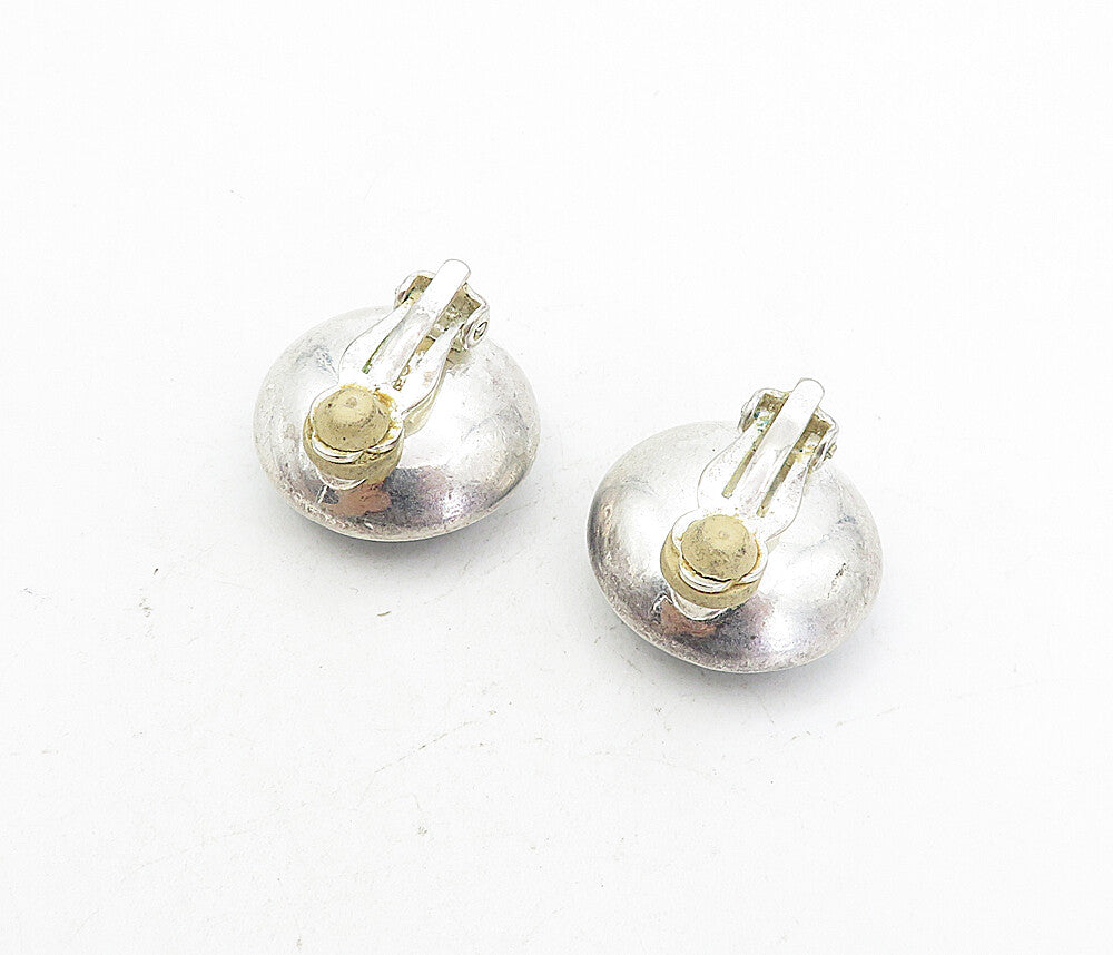 CAROLEE 925 Silver  Vintage Blue Pearl Button Drop Non Pierce Earrings  EG4185