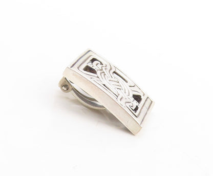 925 Sterling Silver Vintage Earrings MMA Rectangle Framed Celtic Knots  EG13277