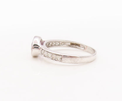 925 Sterling Silver Vintage Ring Oval Gemstones & Real Diamonds  Sz 7  RG29447