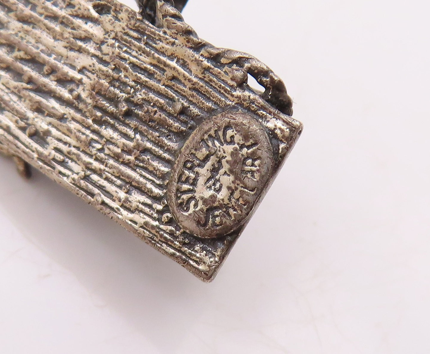 925 Sterling Silver  Vintage Antique Crank Phone Motif Pendant  PT21121
