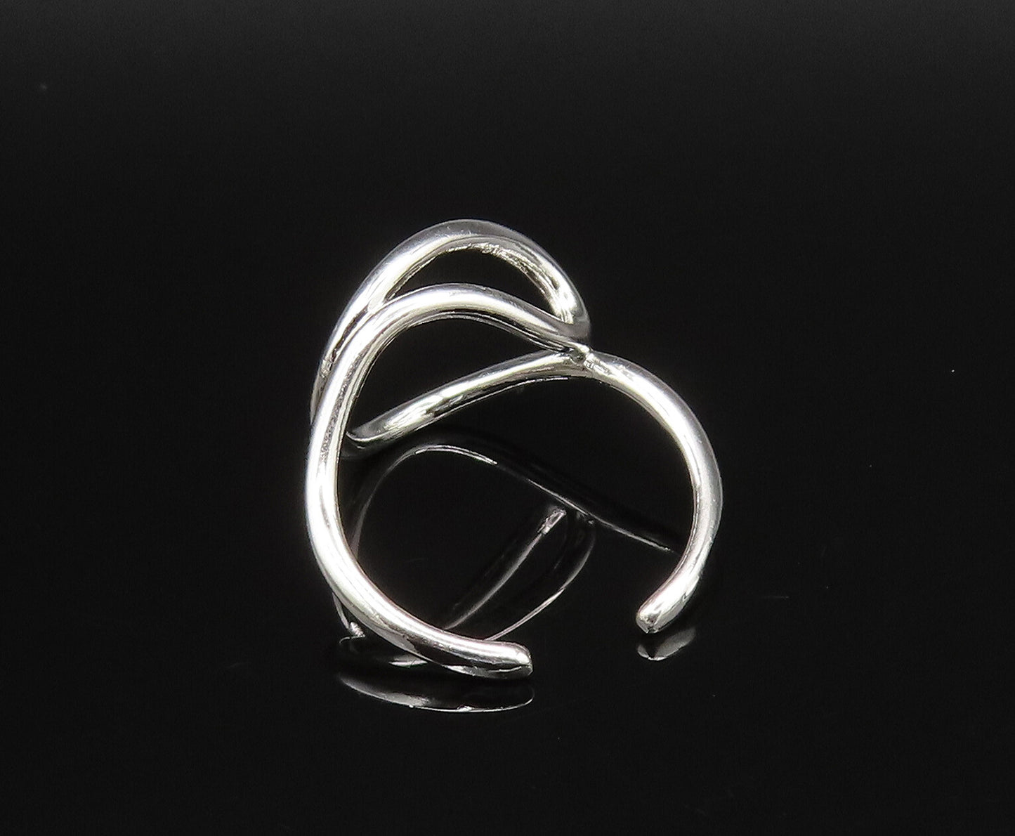 925 Silver  Vintage Minimalist Dainty Open Swirl Adjustable Ring Sz 7  RG25679
