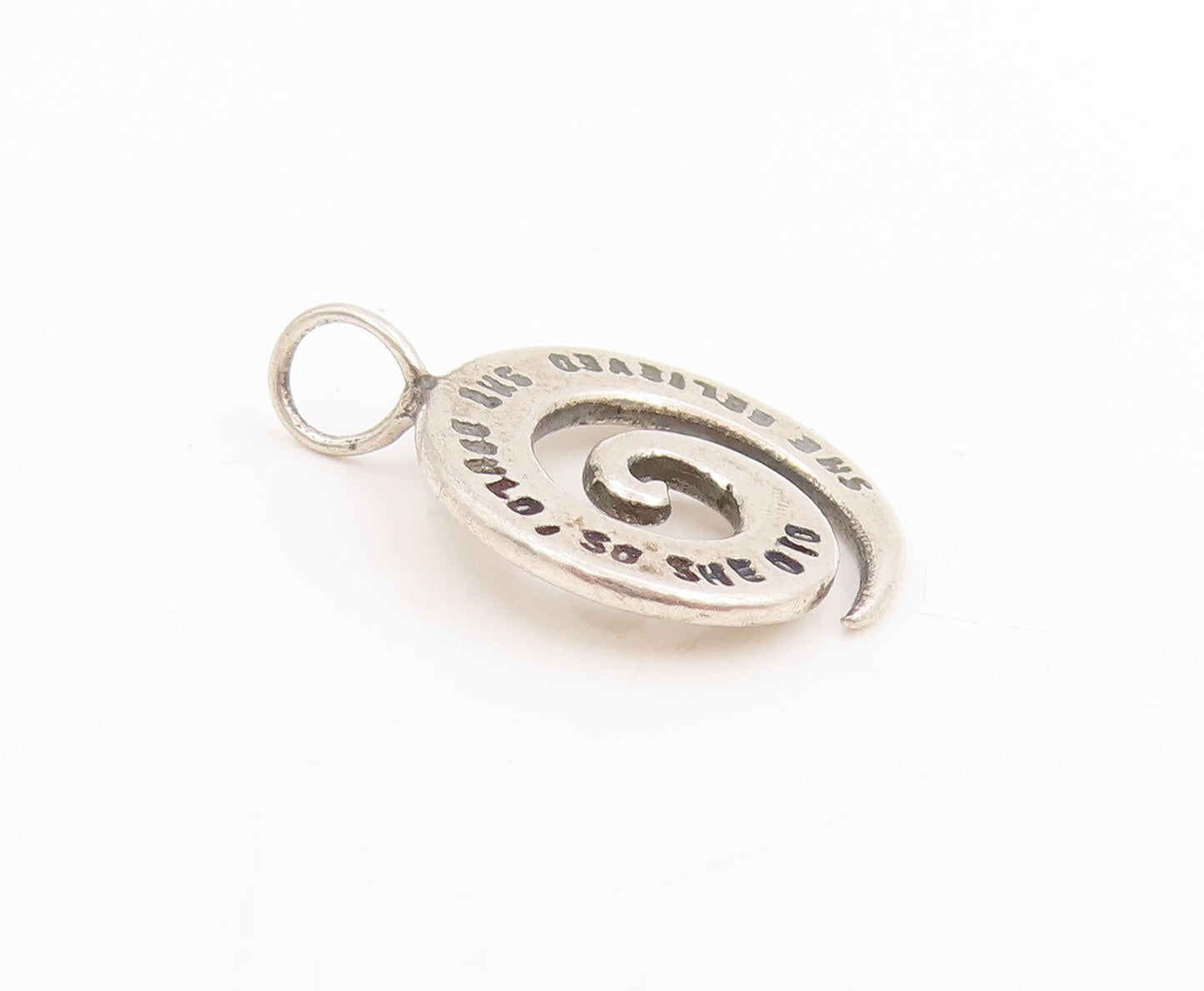925 Sterling Silver Vintage Pendant She Believed So She Did Spiral Charm PT25380