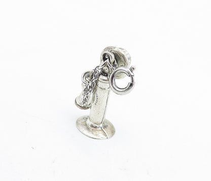 925 Sterling Silver  Vintage Petite Old Fashioned Telephone Pendant  PT3930